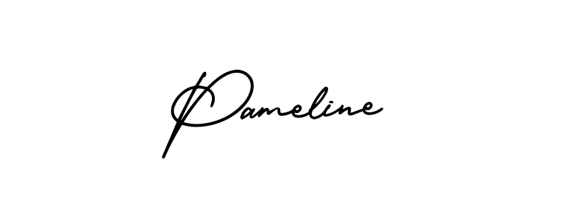 Pameline stylish signature style. Best Handwritten Sign (AmerikaSignatureDemo-Regular) for my name. Handwritten Signature Collection Ideas for my name Pameline. Pameline signature style 3 images and pictures png