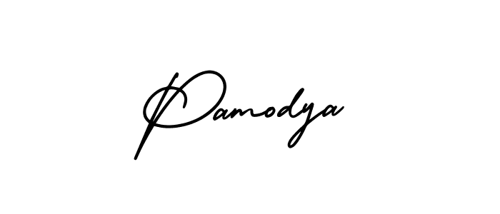 Use a signature maker to create a handwritten signature online. With this signature software, you can design (AmerikaSignatureDemo-Regular) your own signature for name Pamodya. Pamodya signature style 3 images and pictures png