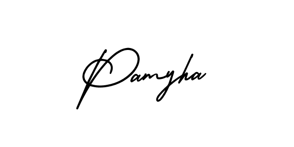 It looks lik you need a new signature style for name Pamyha. Design unique handwritten (AmerikaSignatureDemo-Regular) signature with our free signature maker in just a few clicks. Pamyha signature style 3 images and pictures png