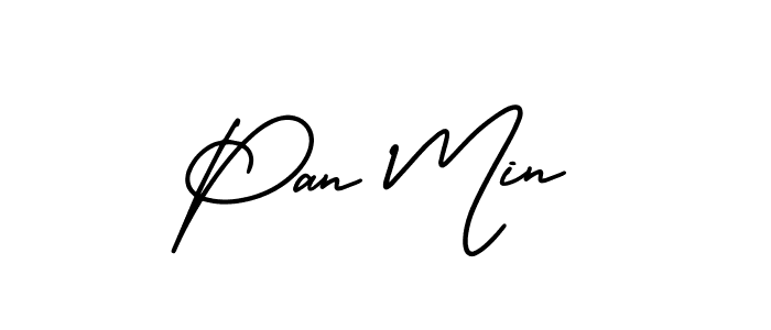 You should practise on your own different ways (AmerikaSignatureDemo-Regular) to write your name (Pan Min) in signature. don't let someone else do it for you. Pan Min signature style 3 images and pictures png