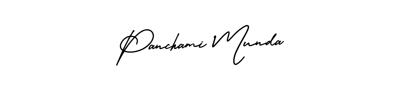 You should practise on your own different ways (AmerikaSignatureDemo-Regular) to write your name (Panchami Munda) in signature. don't let someone else do it for you. Panchami Munda signature style 3 images and pictures png