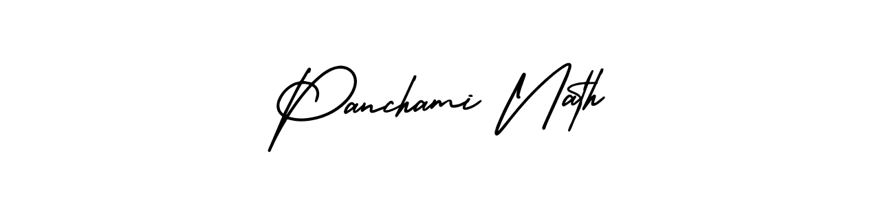 You should practise on your own different ways (AmerikaSignatureDemo-Regular) to write your name (Panchami Nath) in signature. don't let someone else do it for you. Panchami Nath signature style 3 images and pictures png