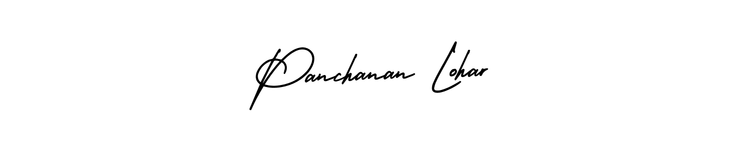 The best way (AmerikaSignatureDemo-Regular) to make a short signature is to pick only two or three words in your name. The name Panchanan Lohar include a total of six letters. For converting this name. Panchanan Lohar signature style 3 images and pictures png