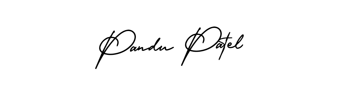 You should practise on your own different ways (AmerikaSignatureDemo-Regular) to write your name (Pandu Patel) in signature. don't let someone else do it for you. Pandu Patel signature style 3 images and pictures png