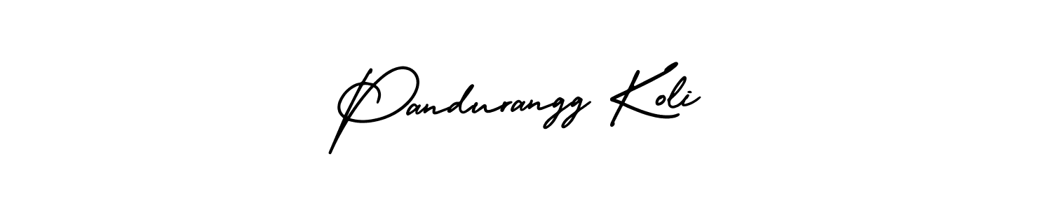 You should practise on your own different ways (AmerikaSignatureDemo-Regular) to write your name (Pandurangg Koli) in signature. don't let someone else do it for you. Pandurangg Koli signature style 3 images and pictures png