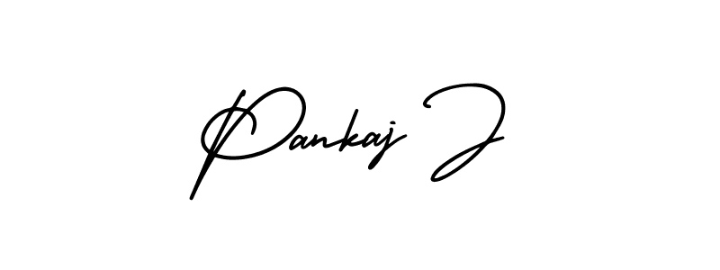 The best way (AmerikaSignatureDemo-Regular) to make a short signature is to pick only two or three words in your name. The name Pankaj J include a total of six letters. For converting this name. Pankaj J signature style 3 images and pictures png