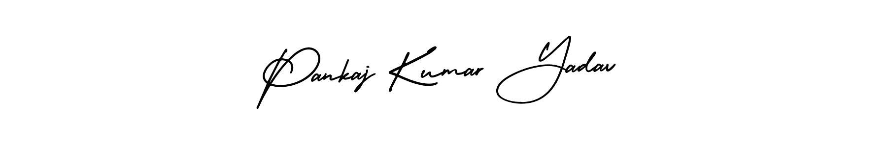The best way (AmerikaSignatureDemo-Regular) to make a short signature is to pick only two or three words in your name. The name Pankaj Kumar Yadav include a total of six letters. For converting this name. Pankaj Kumar Yadav signature style 3 images and pictures png
