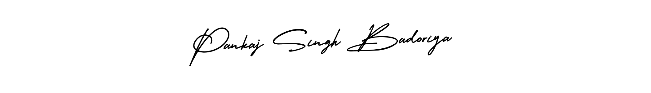 The best way (AmerikaSignatureDemo-Regular) to make a short signature is to pick only two or three words in your name. The name Pankaj Singh Badoriya include a total of six letters. For converting this name. Pankaj Singh Badoriya signature style 3 images and pictures png
