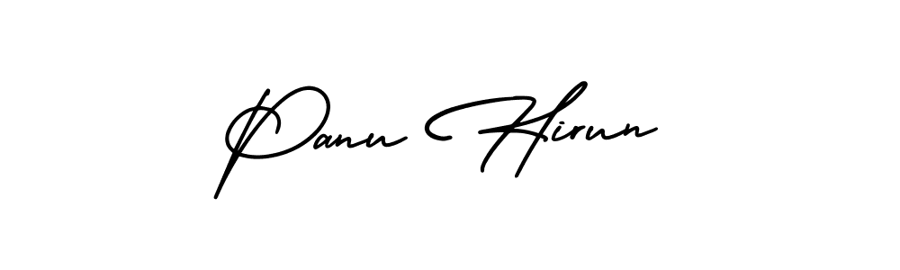 This is the best signature style for the Panu Hirun name. Also you like these signature font (AmerikaSignatureDemo-Regular). Mix name signature. Panu Hirun signature style 3 images and pictures png