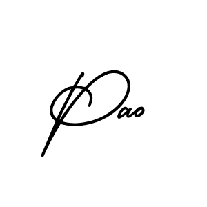 You should practise on your own different ways (AmerikaSignatureDemo-Regular) to write your name (Pao) in signature. don't let someone else do it for you. Pao signature style 3 images and pictures png