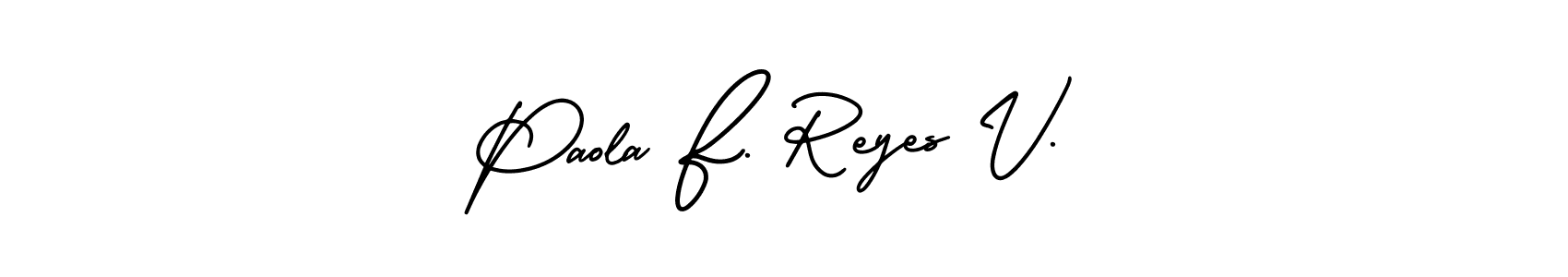 Make a short Paola F. Reyes V. signature style. Manage your documents anywhere anytime using AmerikaSignatureDemo-Regular. Create and add eSignatures, submit forms, share and send files easily. Paola F. Reyes V. signature style 3 images and pictures png