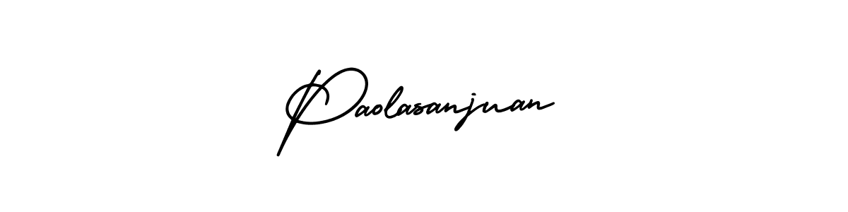 The best way (AmerikaSignatureDemo-Regular) to make a short signature is to pick only two or three words in your name. The name Paolasanjuan include a total of six letters. For converting this name. Paolasanjuan signature style 3 images and pictures png