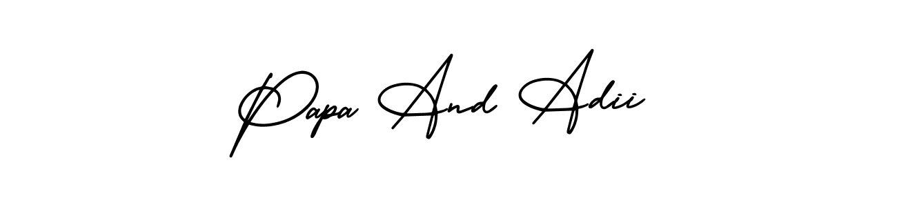 Create a beautiful signature design for name Papa And Adii. With this signature (AmerikaSignatureDemo-Regular) fonts, you can make a handwritten signature for free. Papa And Adii signature style 3 images and pictures png