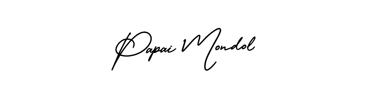 The best way (AmerikaSignatureDemo-Regular) to make a short signature is to pick only two or three words in your name. The name Papai Mondol include a total of six letters. For converting this name. Papai Mondol signature style 3 images and pictures png
