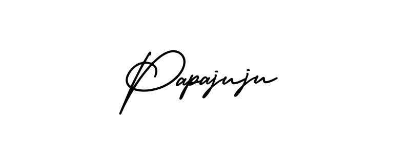 You should practise on your own different ways (AmerikaSignatureDemo-Regular) to write your name (Papajuju) in signature. don't let someone else do it for you. Papajuju signature style 3 images and pictures png