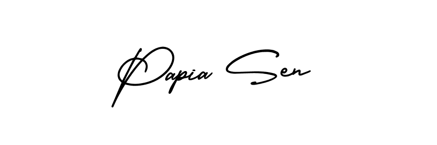 How to make Papia Sen name signature. Use AmerikaSignatureDemo-Regular style for creating short signs online. This is the latest handwritten sign. Papia Sen signature style 3 images and pictures png