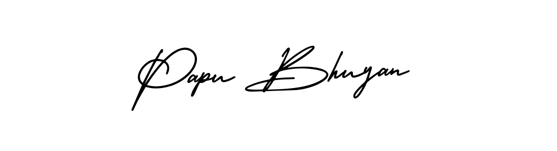 This is the best signature style for the Papu Bhuyan name. Also you like these signature font (AmerikaSignatureDemo-Regular). Mix name signature. Papu Bhuyan signature style 3 images and pictures png