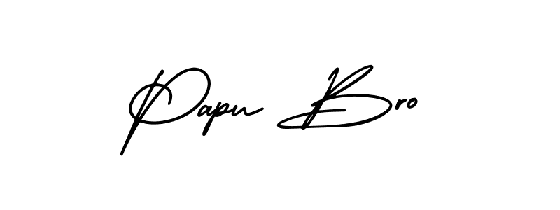 How to make Papu Bro name signature. Use AmerikaSignatureDemo-Regular style for creating short signs online. This is the latest handwritten sign. Papu Bro signature style 3 images and pictures png