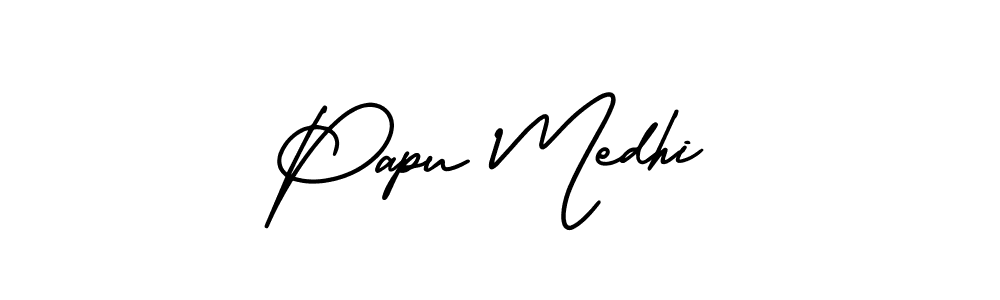 It looks lik you need a new signature style for name Papu Medhi. Design unique handwritten (AmerikaSignatureDemo-Regular) signature with our free signature maker in just a few clicks. Papu Medhi signature style 3 images and pictures png