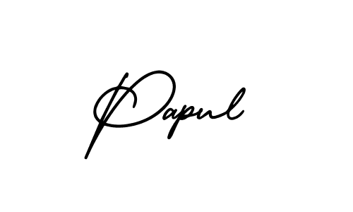 Use a signature maker to create a handwritten signature online. With this signature software, you can design (AmerikaSignatureDemo-Regular) your own signature for name Papul. Papul signature style 3 images and pictures png