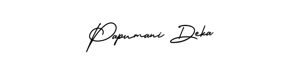 if you are searching for the best signature style for your name Papumani Deka. so please give up your signature search. here we have designed multiple signature styles  using AmerikaSignatureDemo-Regular. Papumani Deka signature style 3 images and pictures png