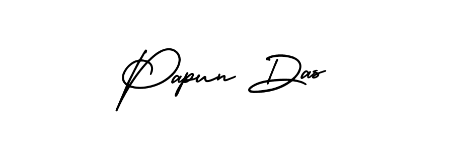 You should practise on your own different ways (AmerikaSignatureDemo-Regular) to write your name (Papun Das) in signature. don't let someone else do it for you. Papun Das signature style 3 images and pictures png