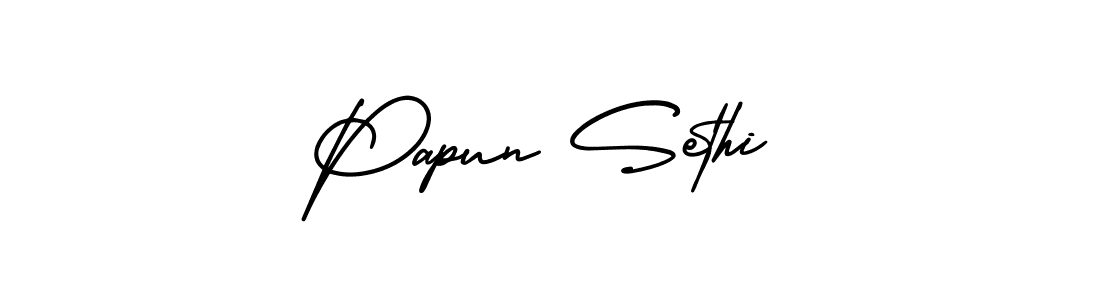 Papun Sethi stylish signature style. Best Handwritten Sign (AmerikaSignatureDemo-Regular) for my name. Handwritten Signature Collection Ideas for my name Papun Sethi. Papun Sethi signature style 3 images and pictures png