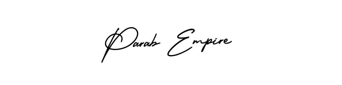 The best way (AmerikaSignatureDemo-Regular) to make a short signature is to pick only two or three words in your name. The name Parab Empire include a total of six letters. For converting this name. Parab Empire signature style 3 images and pictures png