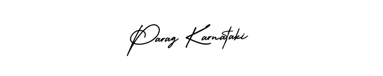 How to make Parag Karnataki name signature. Use AmerikaSignatureDemo-Regular style for creating short signs online. This is the latest handwritten sign. Parag Karnataki signature style 3 images and pictures png