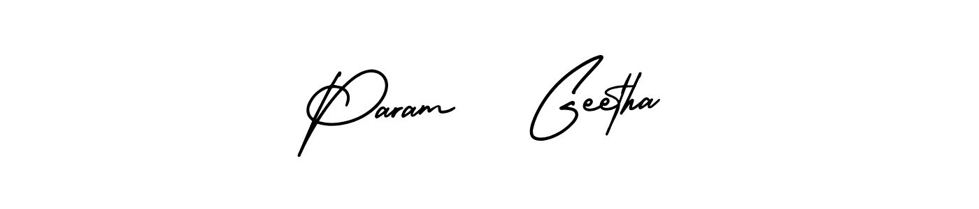 Use a signature maker to create a handwritten signature online. With this signature software, you can design (AmerikaSignatureDemo-Regular) your own signature for name Param   Geetha. Param   Geetha signature style 3 images and pictures png