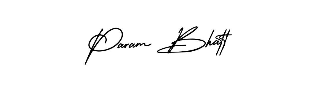 You should practise on your own different ways (AmerikaSignatureDemo-Regular) to write your name (Param Bhatt) in signature. don't let someone else do it for you. Param Bhatt signature style 3 images and pictures png