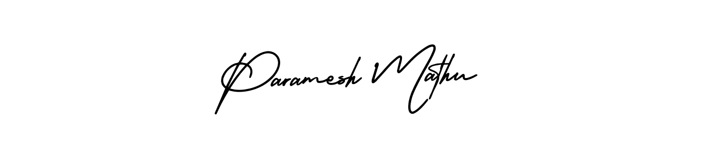 You should practise on your own different ways (AmerikaSignatureDemo-Regular) to write your name (Paramesh Mathu) in signature. don't let someone else do it for you. Paramesh Mathu signature style 3 images and pictures png