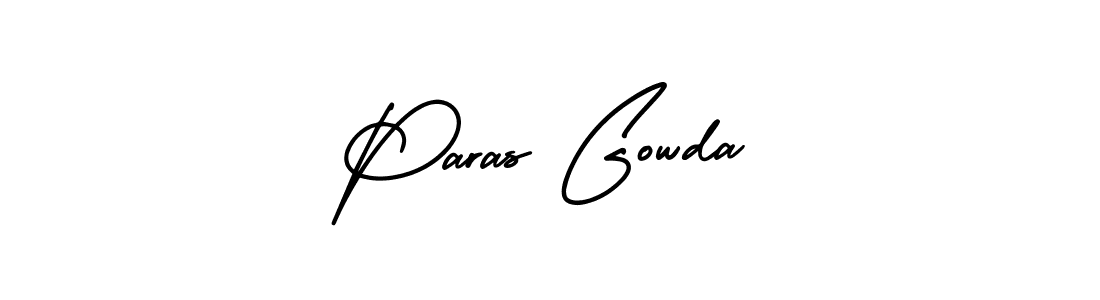 This is the best signature style for the Paras Gowda name. Also you like these signature font (AmerikaSignatureDemo-Regular). Mix name signature. Paras Gowda signature style 3 images and pictures png