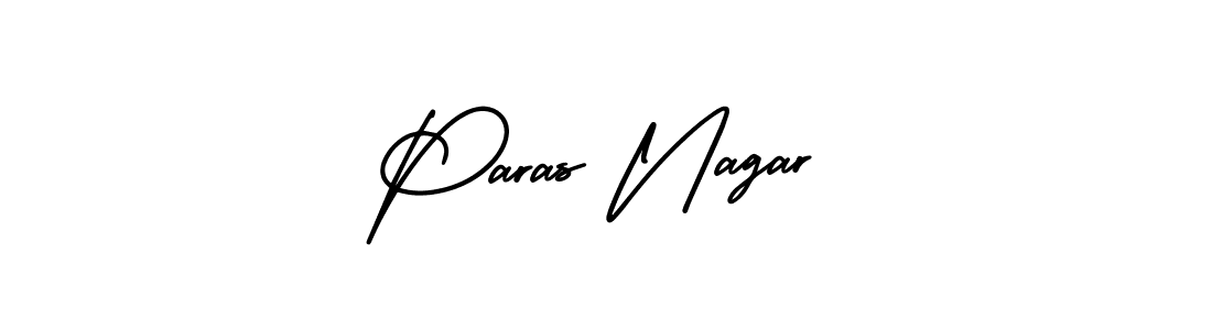 The best way (AmerikaSignatureDemo-Regular) to make a short signature is to pick only two or three words in your name. The name Paras Nagar include a total of six letters. For converting this name. Paras Nagar signature style 3 images and pictures png