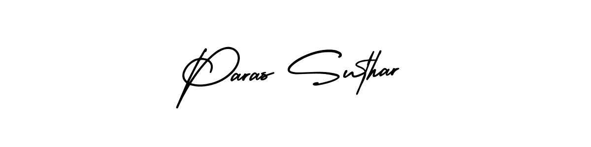 Make a beautiful signature design for name Paras Suthar. With this signature (AmerikaSignatureDemo-Regular) style, you can create a handwritten signature for free. Paras Suthar signature style 3 images and pictures png