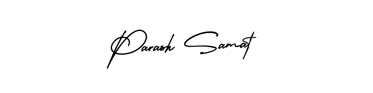 This is the best signature style for the Parash Samat name. Also you like these signature font (AmerikaSignatureDemo-Regular). Mix name signature. Parash Samat signature style 3 images and pictures png