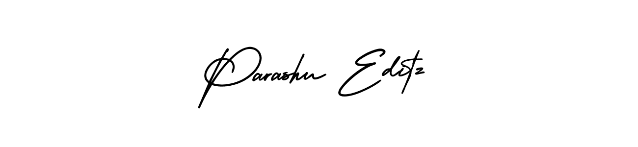 The best way (AmerikaSignatureDemo-Regular) to make a short signature is to pick only two or three words in your name. The name Parashu Editz include a total of six letters. For converting this name. Parashu Editz signature style 3 images and pictures png