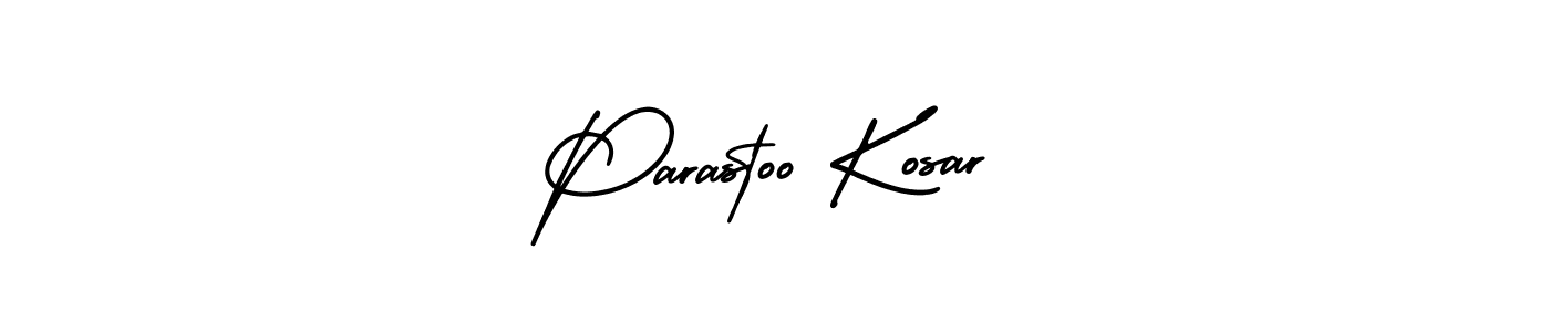 This is the best signature style for the Parastoo Kosar name. Also you like these signature font (AmerikaSignatureDemo-Regular). Mix name signature. Parastoo Kosar signature style 3 images and pictures png