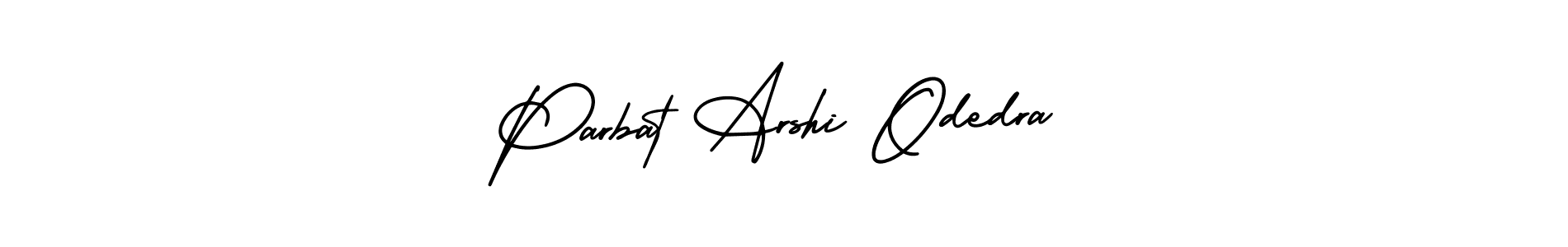 You should practise on your own different ways (AmerikaSignatureDemo-Regular) to write your name (Parbat Arshi Odedra) in signature. don't let someone else do it for you. Parbat Arshi Odedra signature style 3 images and pictures png