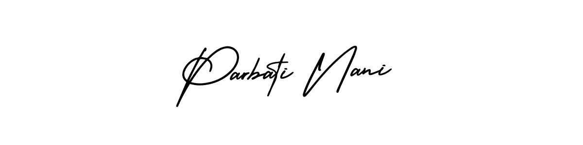 Make a short Parbati Nani signature style. Manage your documents anywhere anytime using AmerikaSignatureDemo-Regular. Create and add eSignatures, submit forms, share and send files easily. Parbati Nani signature style 3 images and pictures png