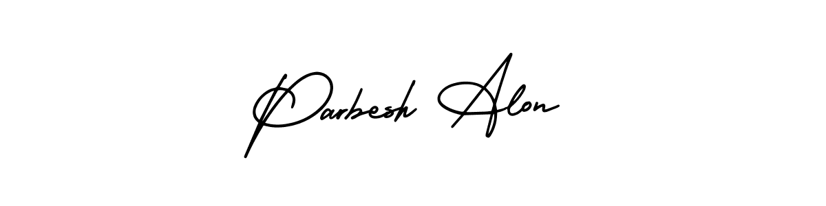 How to make Parbesh Alon name signature. Use AmerikaSignatureDemo-Regular style for creating short signs online. This is the latest handwritten sign. Parbesh Alon signature style 3 images and pictures png