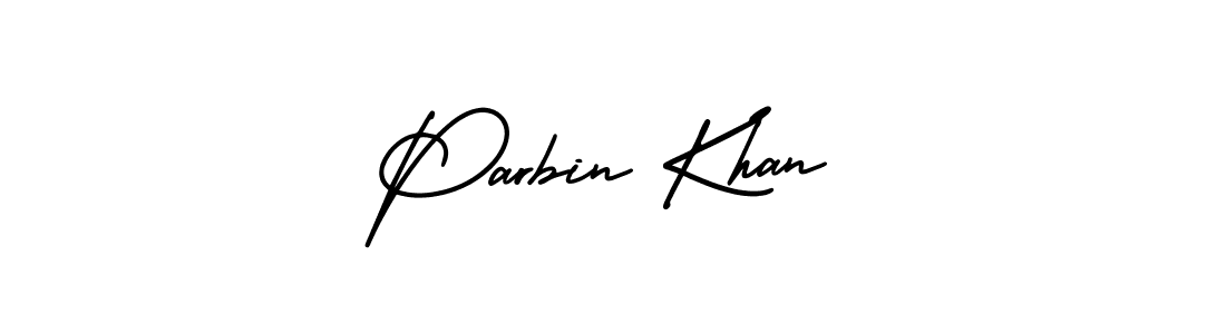 AmerikaSignatureDemo-Regular is a professional signature style that is perfect for those who want to add a touch of class to their signature. It is also a great choice for those who want to make their signature more unique. Get Parbin Khan name to fancy signature for free. Parbin Khan signature style 3 images and pictures png