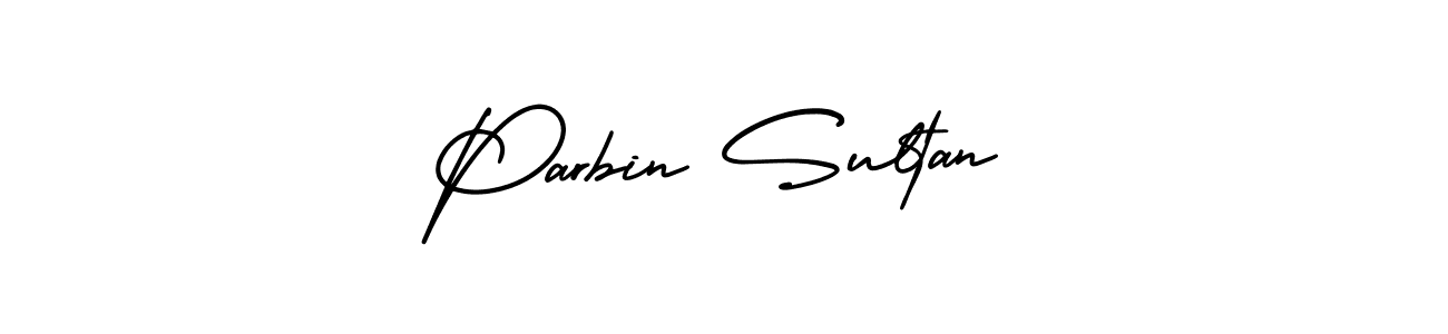 You should practise on your own different ways (AmerikaSignatureDemo-Regular) to write your name (Parbin Sultan) in signature. don't let someone else do it for you. Parbin Sultan signature style 3 images and pictures png