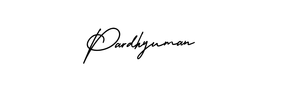 How to make Pardhyuman name signature. Use AmerikaSignatureDemo-Regular style for creating short signs online. This is the latest handwritten sign. Pardhyuman signature style 3 images and pictures png