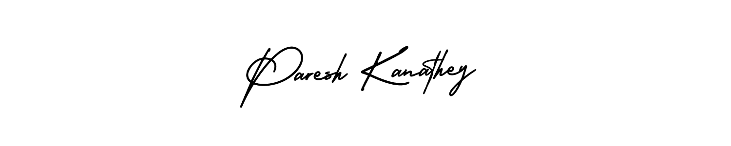 You should practise on your own different ways (AmerikaSignatureDemo-Regular) to write your name (Paresh Kanathey) in signature. don't let someone else do it for you. Paresh Kanathey signature style 3 images and pictures png