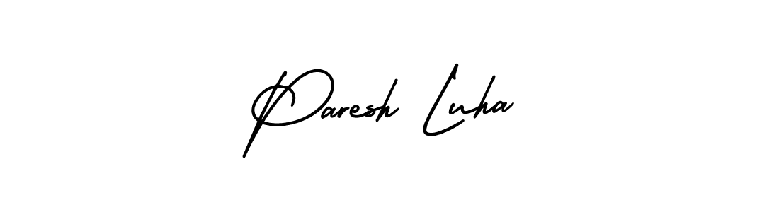 The best way (AmerikaSignatureDemo-Regular) to make a short signature is to pick only two or three words in your name. The name Paresh Luha include a total of six letters. For converting this name. Paresh Luha signature style 3 images and pictures png