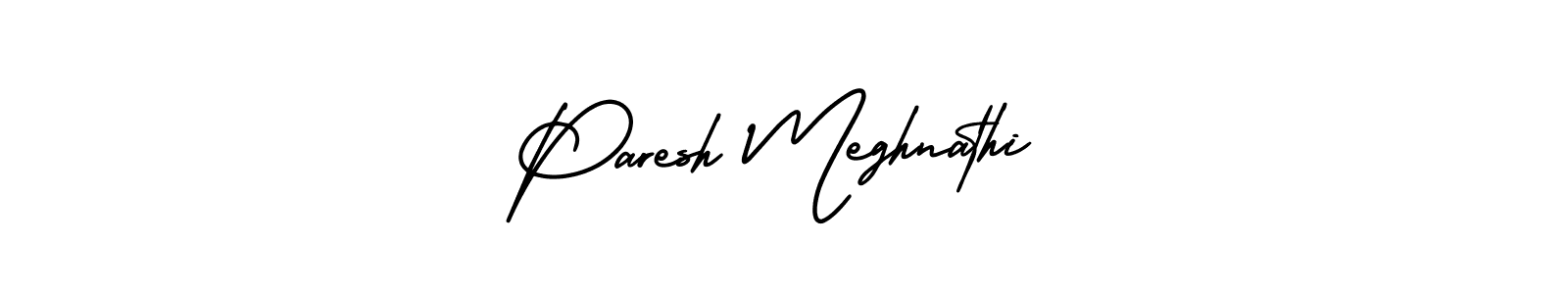 Use a signature maker to create a handwritten signature online. With this signature software, you can design (AmerikaSignatureDemo-Regular) your own signature for name Paresh Meghnathi. Paresh Meghnathi signature style 3 images and pictures png