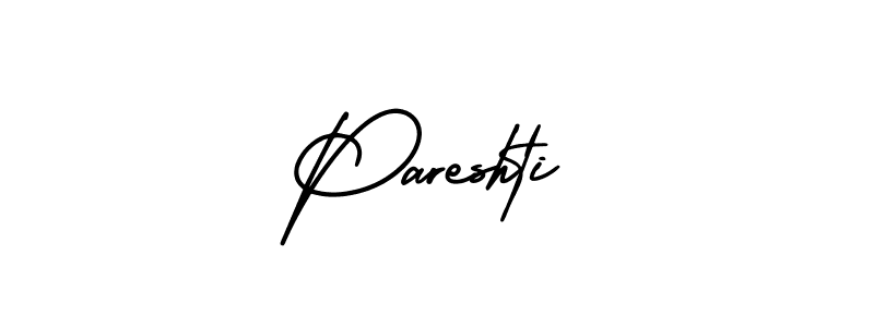 The best way (AmerikaSignatureDemo-Regular) to make a short signature is to pick only two or three words in your name. The name Pareshti include a total of six letters. For converting this name. Pareshti signature style 3 images and pictures png