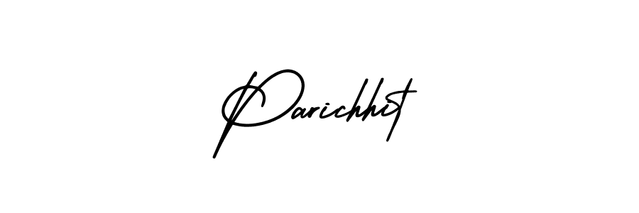 You should practise on your own different ways (AmerikaSignatureDemo-Regular) to write your name (Parichhit) in signature. don't let someone else do it for you. Parichhit signature style 3 images and pictures png