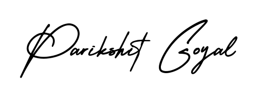 The AmerikaSignatureDemo-Regular font transforms the name Parikshit Goyal into an executive sign with sharp precision and distinguished character. Parikshit Goyal signature style 3 images and pictures png